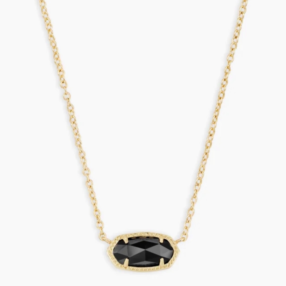 Elisa Gold Pendant Necklace in Black Opaque Glass